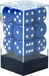 CHESSEX -  ENSEMBLE DÉS 12D6, OPAQUE BLEU ET BLANC -  ENSEMBLE DÉS 12D6 OPAQUE