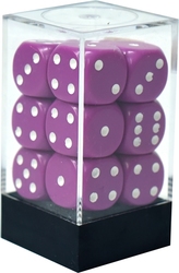 CHESSEX -  ENSEMBLE DÉS 12D6, OPAQUE VIOLET PÂLE AVEC BLANC -  ENSEMBLE DÉS 12D6 OPAQUE