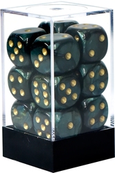 CHESSEX -  ENSEMBLE DÉS 12D6, SCARAB JADE AVEC OR -  ENSEMBLE DÉS 12D6 SCARAB