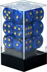 CHESSEX -  ENSEMBLE DÉS 12D6, VORTEX BLEU AVEC OR -  ENSEMBLE DÉS 12D6 VORTEX