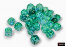 CHESSEX -  ENSEMBLE DÉS 36D6, BOREALIS TURQUOISE VARECH & VERT PÂLE - LUMINEUX -  ENSEMBLE DÉS 36D6 BOREALIS
