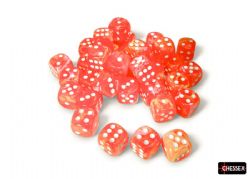 CHESSEX -  ENSEMBLE DÉS 36D6, FESTIVE ROSE DAHLIA & BLANC - LUMINEUX -  ENSEMBLE DÉS 36D6 FESTIVE