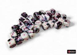 CHESSEX -  ENSEMBLE DÉS 36D6, GEMINI NOIR & BLANC & ROSE -  ENSEMBLE DÉS 36D6 GEMINI