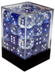 CHESSEX -  ENSEMBLE DÉS 36D6, NEBULA BLEU/BLANC AVEC POINTS BLANC -  ENSEMBLE DÉS 36D6 NEBULA
