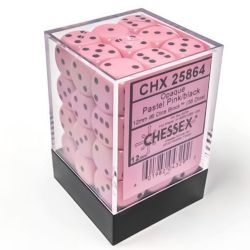 CHESSEX -  ENSEMBLE DÉS 36D6, OPAQUE ROSE PASTEL AVEC NOIR -  ENSEMBLE DÉS 36D6 OPAQUE