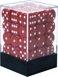 CHESSEX -  ENSEMBLE DÉS 36D6, OPAQUE ROUGE AVEC BLANC -  ENSEMBLE DÉS 36D6 OPAQUE