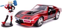 CHEVROLET -  CORVETTE STINGRAY 1969 - BATMAN AVEC FIGURINE D'HARLEY QUINN - 1/24 -  JADA HOLLYWOOD RIDES