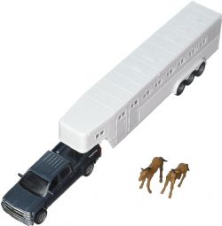 CHEVROLET -  SILVERADO 1500 CREW CAB PICKUP AVEC REMORQUE À CHEVAUX (1/43) -  LONG HAUL TRUCKER