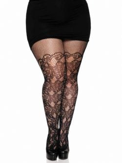 COLLANTS RÉSILLE AVEC VIGNE FLORALE (ADULTE - 1X/2X)