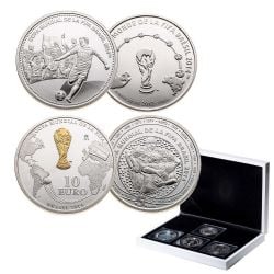 COUPE DU MONDE DE LA FIFA -  COFFRET OFFICIEL DE 4 PIÈCES EN ARGENT STERLING DE LA COUPE DU MONDE DE LA FIFA, BRÉSIL 2014 -  PIÈCES DU MONDE 2014