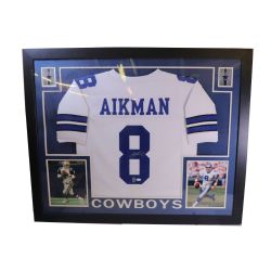 COWBOYS DE DALLAS -  JERSEY ENCADRÉ AUTOGRAPHIÉ DE TROY AIKMAN