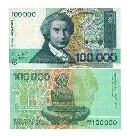 CROATIE -  100 000 DINARA 1993 (UNC) 27