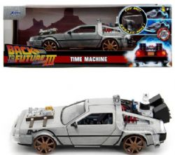 DELOREAN -  BACK TO THE FUTURE III TIME MACHINE WITH LIGHTS (RAIL WHEELS) - 1/24