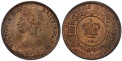 DEMI-CENT NOUVELLE ÉCOSSE -  DEMI-CENT 1864 (MS-60) -  1864 NOVA SCOTIA COINS