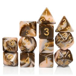 DICE HABIT -  ACRYLIQUE, PUDDING AU CHOCOLAT -  ENSEMBLE 12 DÉS JDR ACRYLIC