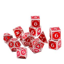 DIE HARD DICE -  11 DÉS POLYEDRIQUES EN MÉTAL  - ROUGE & ARGENT -  RETICLE SET - ZENITH