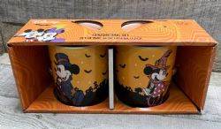 DISNEY -  ENSEMBLE DE 2 TASSES DE MICKEY & MINNIE MOUSE HALLOWEEN VAMPIRE ET SORCIÈRE ORANGE CÉRAMIQUE (414 ML)