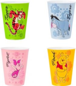 DISNEY -  ENSEMBLE DE VERRES EN PLASTIQUE -  WINNIE L'OURSON