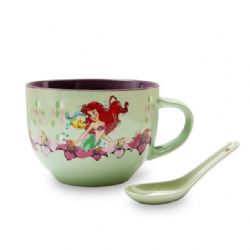 DISNEY -  LA PETITE SIRÈNE ARIEL - TASSE À SOUPE EN CÉRAMIQUE AVEC CUILLÈRE – SOUS L'OCEAN (710 ML)