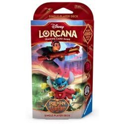 DISNEY LORCANA -  STARTER DECK - MULAN & STITCH - RUBY & STEEL (ANGLAIS) -  REIGN OF JAFAR