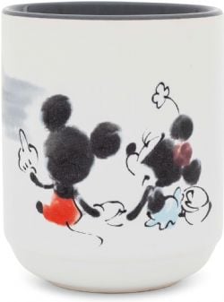 DISNEY -  MICKEY ET MINNIE MOUSE AQUARELLE COUCHER DE SOLEIL TASSE À THÉ EN CÉRAMIQUE DE STYLE ASIATIQUE (266 ML)