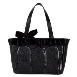 DISNEY VILLAINS -  SAC FOURRE-TOUT CONVERTIBLE NOIR EFFET VITRAUX -  LOUNGEFLY