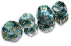 DUNGEON CRAWL CLASSICS -  ENSEMBLE DE 7 DÉS POLYEDRIQUES EN ACRYLIQUE - FUMÉE SACRIFICIELLE