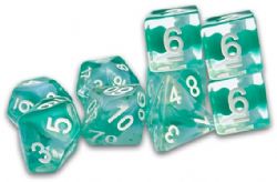 DUNGEON CRAWL CLASSICS -  ENSEMBLE DE 9 DÉS POLYEDRIQUES  TRANSLUCIDES EN RÉSINE - TOURBILLON AZUR