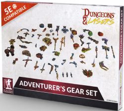 DUNGEONS & LASERS: FIGURINE NON PEINTE -  ADVENTURER'S GEAR SET - MINIFIGURE AND SCENERY ACCESSORIES (128 PIECES) -  FIGURINE JDR