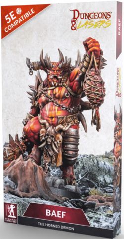 DUNGEONS & LASERS: FIGURINE NON-PEINTE -  CAVES SERIES - BAEF THE HORNED DEMON -  FIGURINE JDR