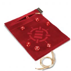 ENHANCE -  POCHETTE À DÉS ENROULABLE + LOT DE 7 DÉS EN ACRYLIQUE – ROUGE