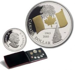 ENSEMBLES NUMISMATIQUES -  40E ANNIVERSAIRE DU DRAPEAU CANADIEN - ÉDITION ACN -  PIÈCES DU CANADA 2005 35