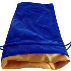 FANROLL -  POCHETTE EN VELOUR - BLEU AVEC SATIN DORÉ (15CM X 20CM)