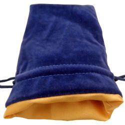 FANROLL -  POCHETTE À DÉS EN VELOUR - BLEU AVEC SATIN DORÉ (10CM X 15CM)