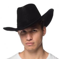 FAR WEST -  CHAPEAU DE COW-BOY EN FAUX CUIR - NOIR (ADULT)