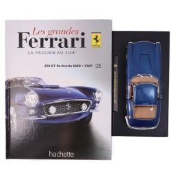 FERRARI -  250 GT BERLINETTA PASSO CORTO 1959 1/24 - BLEUE AVEC LIVRE -  LES GRANDES FERRARI