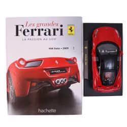 FERRARI -  458 ITALIA 2009 1/24 - ROUGE AVEC LIVRE -  LES GRANDES FERRARI