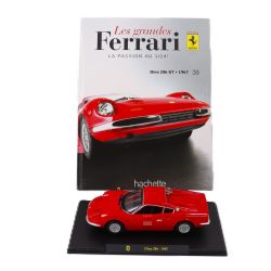 FERRARI -  DINO 206 1967 1/24 - ROUGE AVEC LIVRE -  LES GRANDES FERRARI