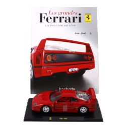 FERRARI -  F40 1987 1/24 - ROUGE AVEC LIVRE -  LES GRANDES FERRARI