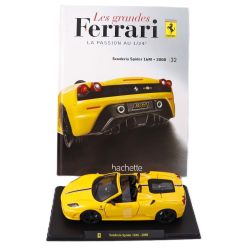 FERRARI -  SCUDERIA SPIDER 16M 2008 1/24 - JAUNE AVEC LIVRE -  LES GRANDES FERRARI