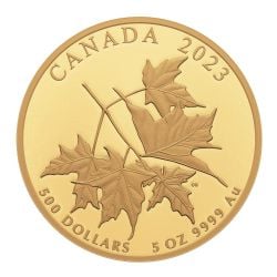 FEUILLES D'ÉRABLE (5 OZ) -  PRÉCIEUSES FEUILLES D'ÉRABLE -  PIÈCES DU CANADA 2023 08