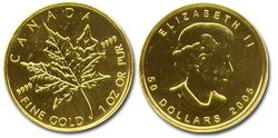FEUILLES D'ÉRABLE -  FEUILLE D'ÉRABLE D'UNE ONCE EN OR PUR -  CANADIAN COINS