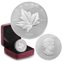 FEUILLES D'ÉRABLE PIEDFORT -  FEUILLE D'ÉRABLE PIEDFORT D'UNE ONCE EN ARGENT PUR -  PIÈCES DU CANADA 2010