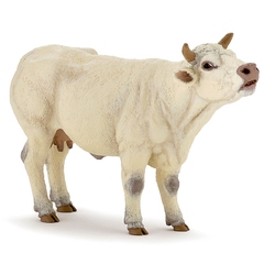 FIGURINE PAPO -  VACHE CHAROLAISE MEUGLANT (8 CM) -  FARMYARD FRIENDS 51158