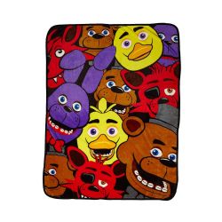 FIVE NIGHTS AT FREDDY'S -  COUVERTURE ULTRA-DOUCE DES TÊTES DES PERSONNAGES (114 CM X 152 CM)
