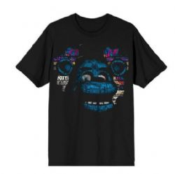 FIVE NIGHTS AT FREDDY'S -  T-SHIRT VERBIAGE FACE - NOIR (ADULTE)