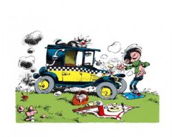 GASTON ET SON TAXI -  SÉRIGRAPHIE GASTON ET SON TAXI -  GASTON
