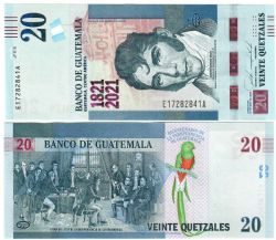 GUATEMALA -  20 QUETZALES 2021 (UNC) - BILLET COMMÉMORATIF