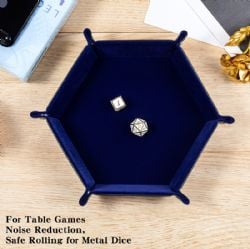 HEXAGON FOLDING DICE TRAY, BLUE -  PLATEAU À DÉS PORTABLE