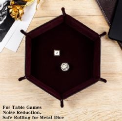 HEXAGON FOLDING DICE TRAY, MAROON -  PLATEAU À DÉS PORTABLE